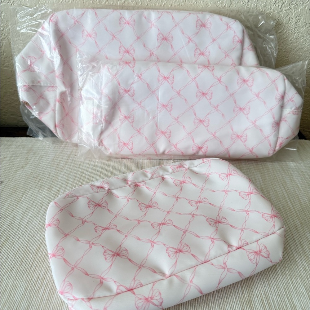 Pink Bow Pattern Cosmetic Bags Set